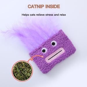 חתול צעצועים 2024 <span class=keywords><strong>catnip</strong></span> ממולא plush צעצועים צעצועים מצחיק הפה גדול נוצה שיער חתול אינטראקטיבי צעצועים