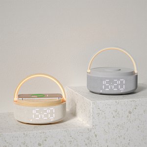 2024 New Multifunction 4 in 1 <strong>Bluetooth</strong> <strong>Speaker</strong> with 15W Wireless Charger LED Light Time Clock FM Radio for Outdoor Home - Product Image 3
