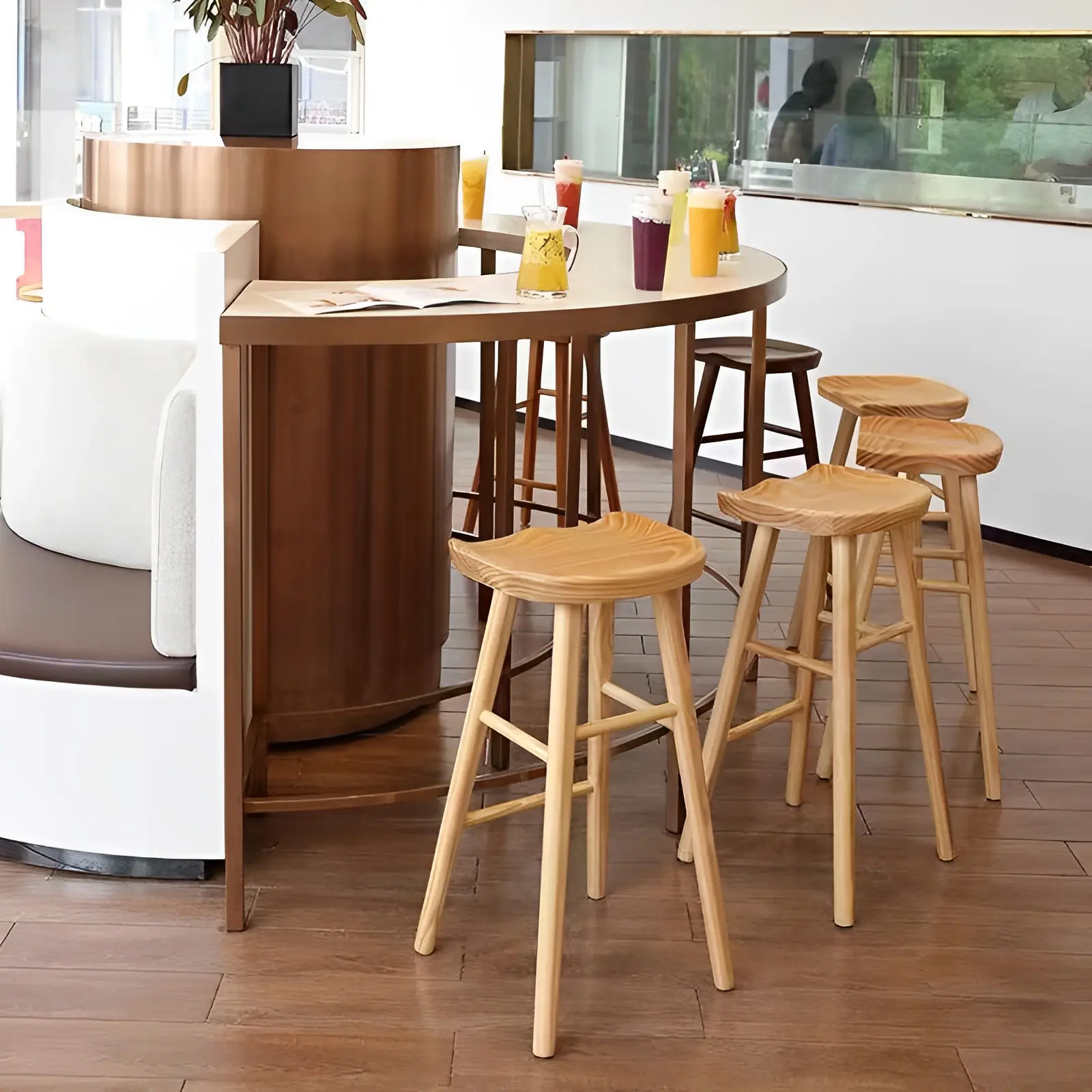 Tabouret de bar en bois moderne de qualité naturelle pour cuisine, restaurant, café, style design scandinave