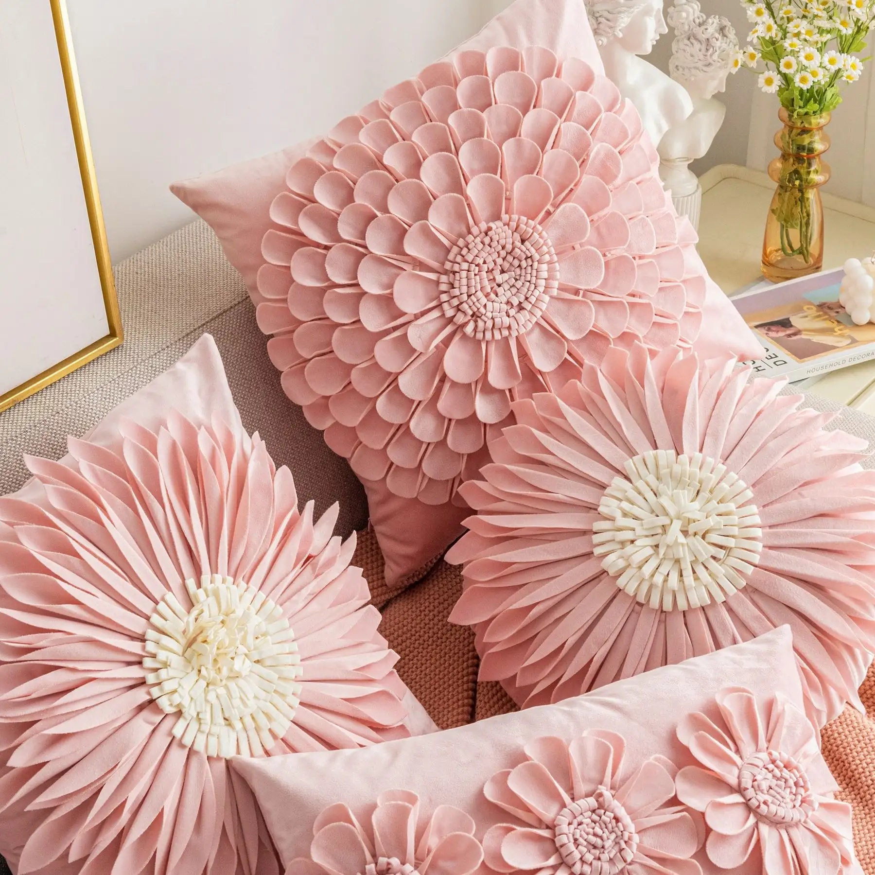 45 × 45 cm niedlicher und schöner Sonnenblumen-Kissenbezug Sofa kleiner Daisy-Kissenbezug geeignet für Haus und Büro