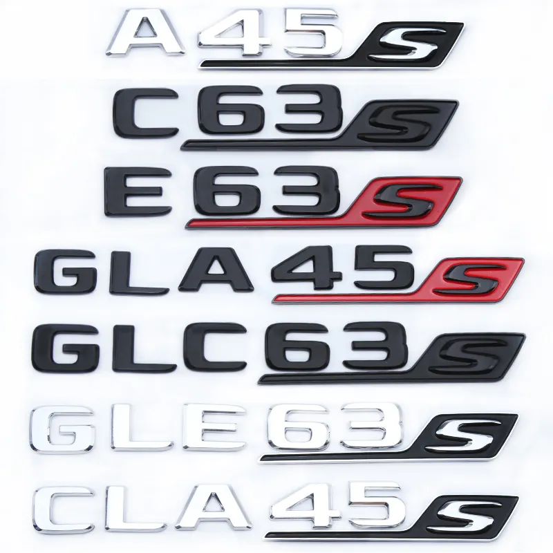 C63S E63S GLC63S GLE63S GLA45S A45S AMG letra logo coche pegatina Mercedes A C Clase E accesorios modificados calcomanía decorativa