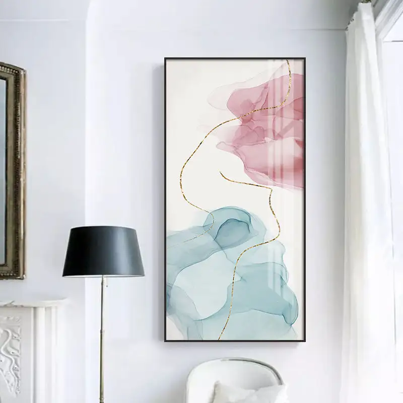 Huamiao lujo moderno pared arte decoración pintura abstracta cristal porcelana pintura para sala de estar