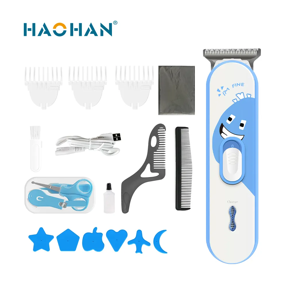 Electric Kids Hair Trimmer Ultra-Quiet Cordless Rechargeable Baby Hair Clippers Waterproof Haircut Trimmer Kit for Kids