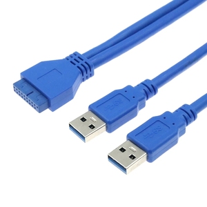 0.3m High <strong>Speed</strong> Dual <strong>2</strong>-port <strong>USB</strong> <strong>3</strong>.0 a to Computer Motherboard 20pin Male to Female Cable Adapter 20-pin <strong>USB</strong> Expansion Cable - Product Image 1