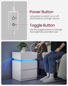 VASAGLE ayarlanabilir renkler kanepe yan masa yatak odası oturma odası için 3 çekmeceli akıllı işıklı başucu masa <span class=keywords><strong>led</strong></span> komitler - Product Image 4