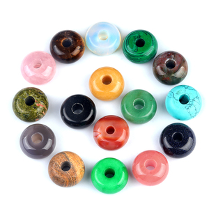 Doğal kristal akik çok renkli büyük abaküs boncuk yarı değerli taşlar akik Charm barış toka DIY takı yapımı için - Product Image 3