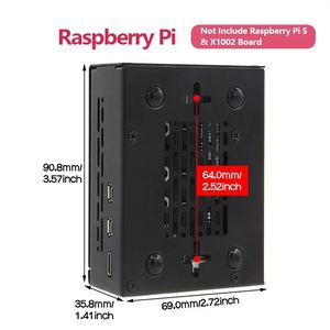Carcasa metálica P580 para placa Raspberry Pi 5 y X1002