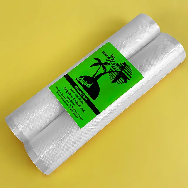 Bolsa de plástico comercial con textura de tamaño personalizado en rollo para rollos de verduras sellador de alimentos bolsas de congelador al vacío embalaje para alimentos carne
