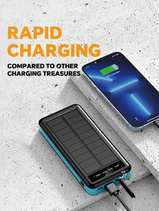 Solar <span class=keywords><strong>Power</strong></span> <span class=keywords><strong>Bank</strong></span> With Four-wire 10000mAh Fast Charging Wireless Outdoor Emergency Flashlight Dustproof <span class=keywords><strong>Power</strong></span> Banks - Product Image 4