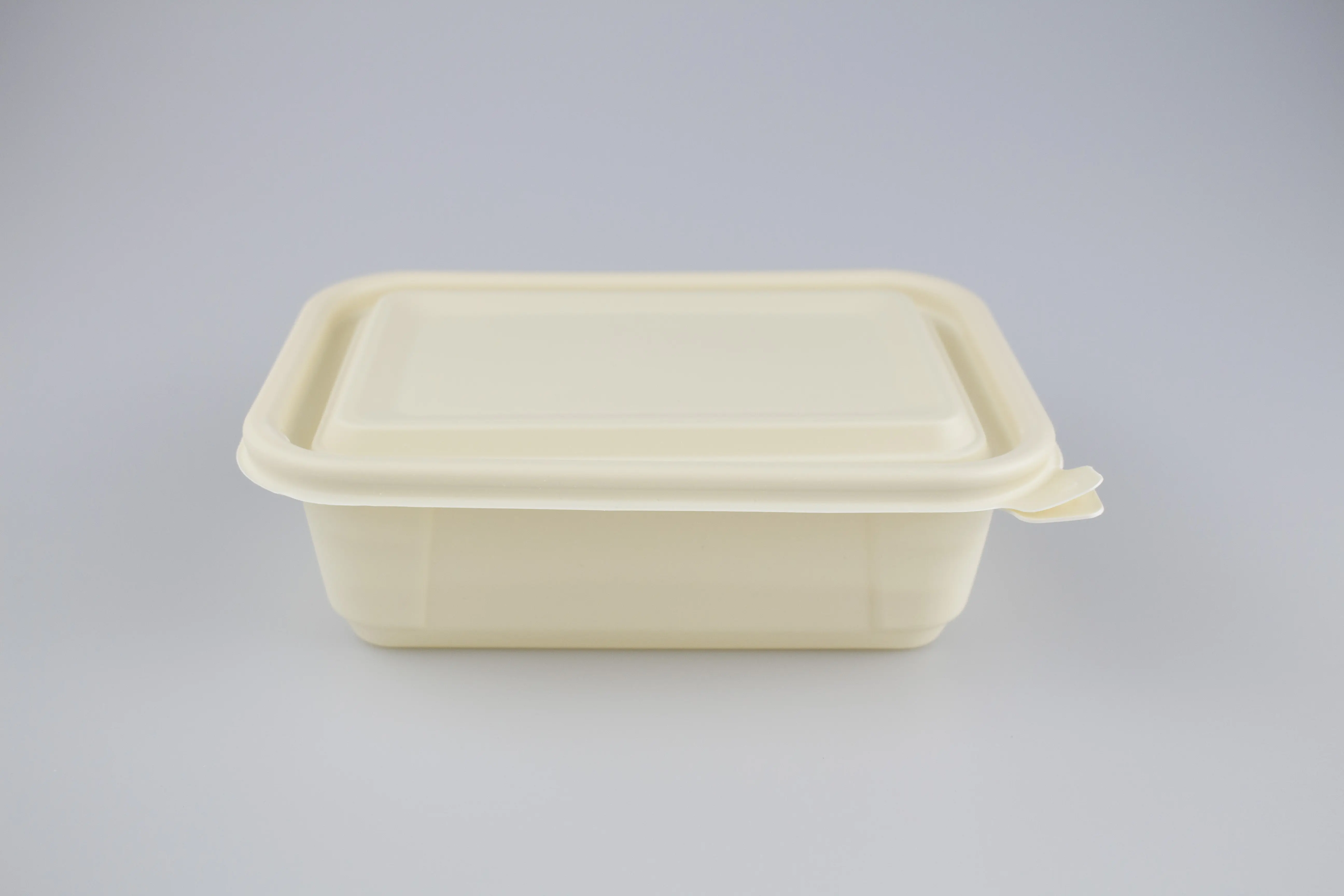 Caja de embalaje de comida rápida biodegradable de alta calidad con tapa, caja de comida para llevar, fiambrera rectangular de 650ml