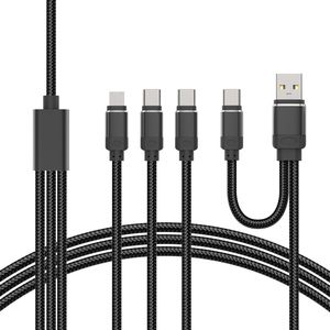 工厂新设计5合1 usb电缆制造商1.2m 2A双USB A USB C公到C型微型B快速充电电缆 - Product Image 1