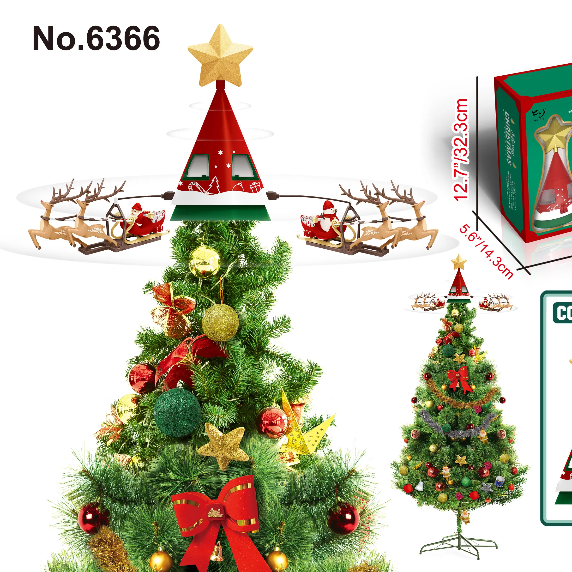 New arrival Christmas tree topper rotating music box x'mas toys for party decoration use