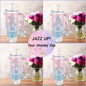 6 adet ışıltılı Glitter Drinkware aksesuarları kupa kılıfı reçine harf anahtarlık kristal top Charm elmas saman kapağı
