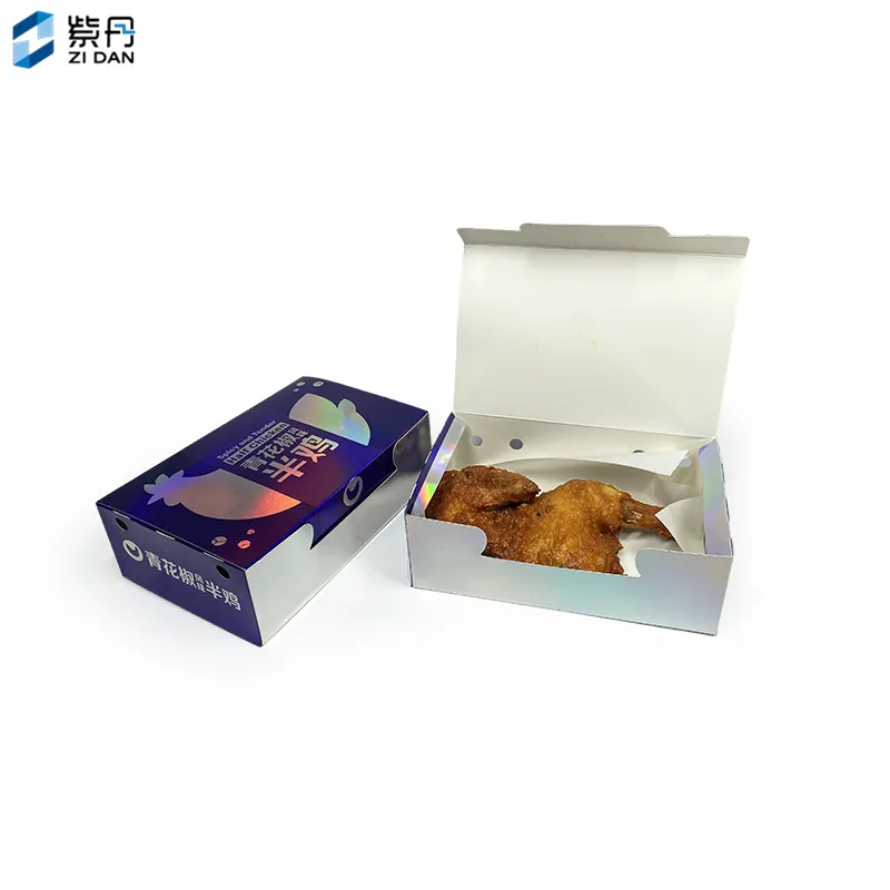 Caja de embalaje de pollo frito de comida rápida desechable de gran oferta, caja de pollo frito para llevar de grado alimenticio personalizado