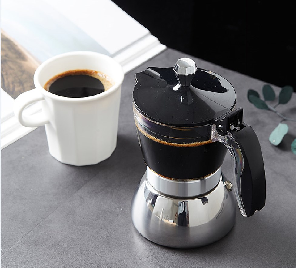 Custom logo Wholesale New Arrival espresso cups Elegant Transparent Borosilicate Glass Moka Pot Coffee with Base