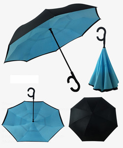 定制Logo创意双层C型免提长柄倒车伞 - Product Image 4