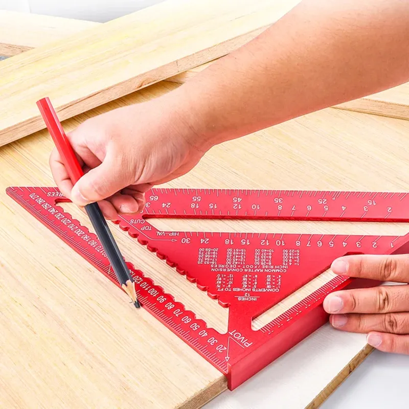 Calibres triangulares de aleación de aluminio para trabajo en madera, herramientas de medición, regla de ángulo de marcado de alta precisión, métrica e Imperial