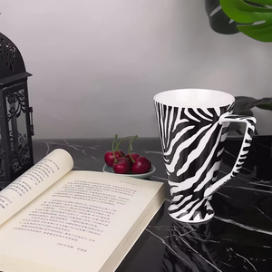 LEXI büyük kapasiteli seramik fincan altın jant seramik kupa ile hediye için büyük kolu özel desen renk - Product Image 3