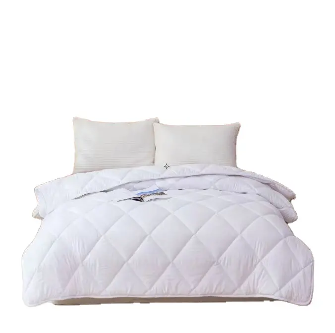 Wholesale Custom High Quality Pure White Polyester Fabric 4 Piece King Queen Size Bedding Set