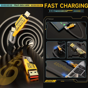 热卖尼龙编织锌合金材料热卖高品质PD 27w至65W 4合1 <span class=keywords><strong>USB</strong></span>手机快速充电数据线