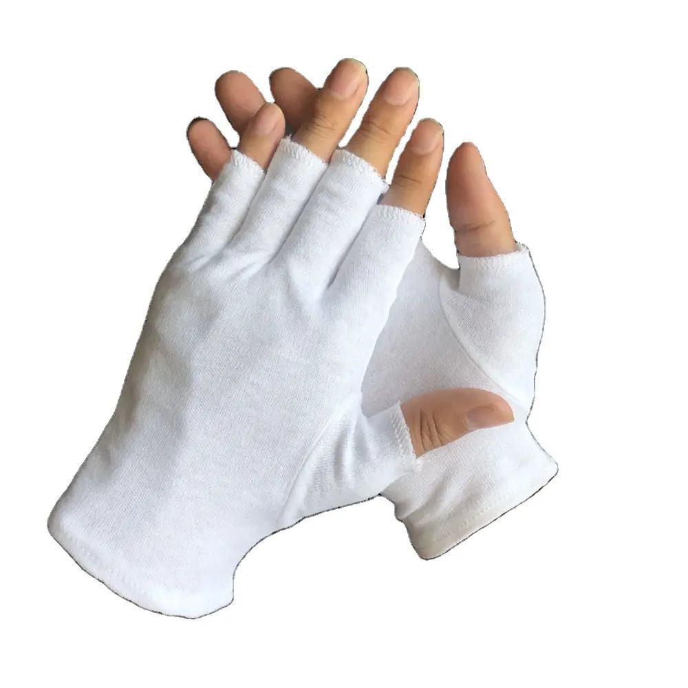 Gants demi-doigt pour la conduite, protection solaire UV, en coton, blancs, pour hommes et femmes, protection contre le soleil