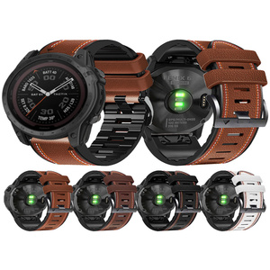 <span class=keywords><strong>Garmin</strong></span> Epix Pro <span class=keywords><strong>2</strong></span> <span class=keywords><strong>Fenix</strong></span> 8X 7X Pro 6X Pro 5X Plus透气22毫米经典批发替换运动皮革表带