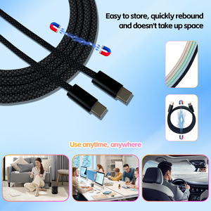2024 Black <strong>Tidy</strong> Fast Charging Phone <strong>Cable</strong> Charger Bio Usb C Self Folding Braided Type C Magnetic Charging <strong>Cable</strong> - Product Image 2