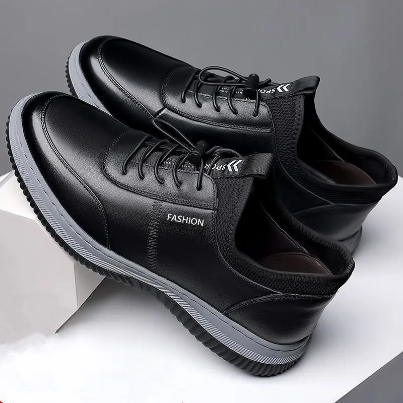 Zapatos deportivos duraderos y resistentes para hombres, suela suave informal y zapatos de cuero de Superficie suave, zapatillas transpirables de moda para hombres