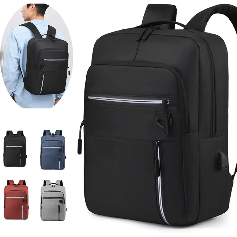 Dizüstü iş seyahat omuz çantası polyester sırt çantası okul erkekler kolej dizüstü usb çanta sırt çantası