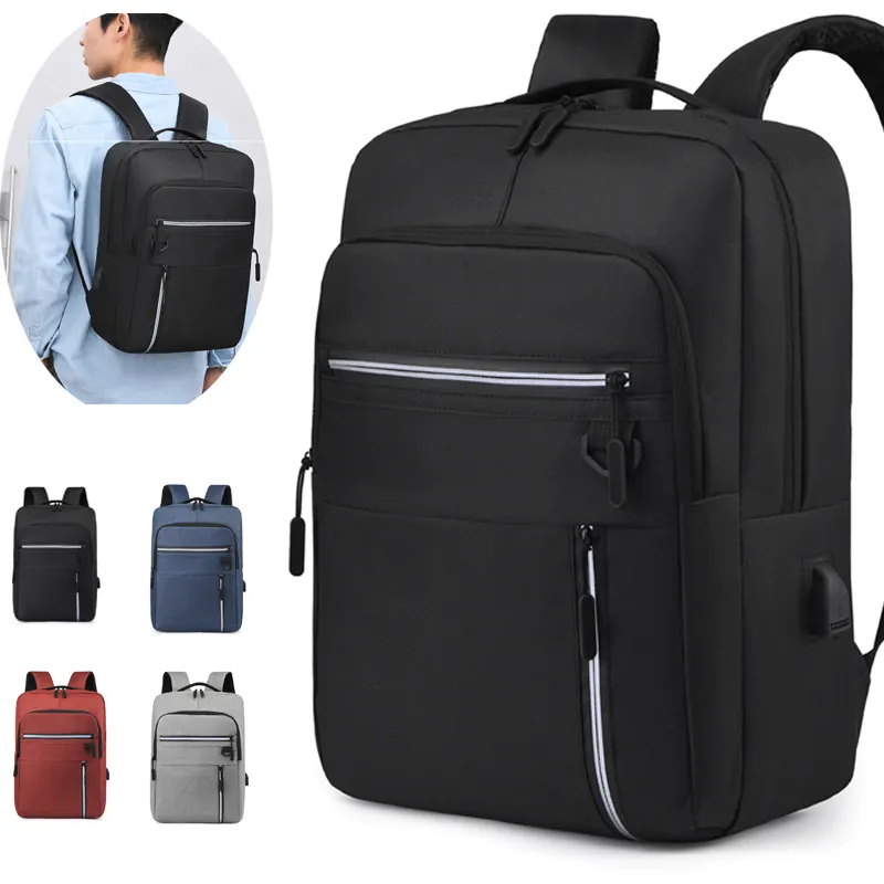 Borsa a tracolla per laptop da viaggio business in poliestere zaino per scuola college con laptop usb zaino