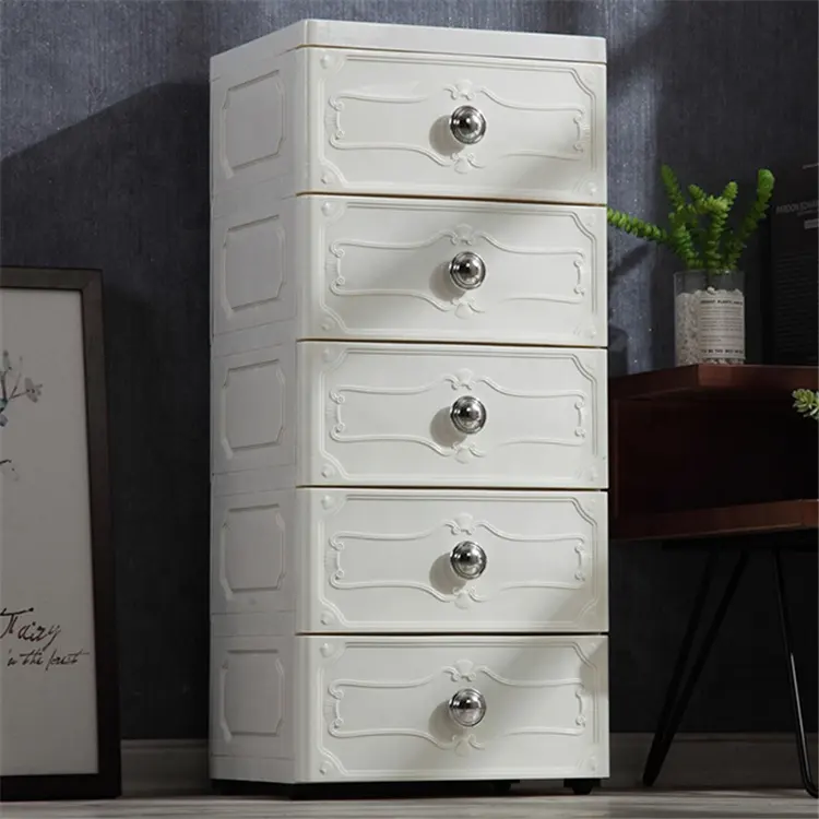 European Style Living Room Furniture 5 Tier Clothes Storage Cabinet Plastic Drawers für Bedroom