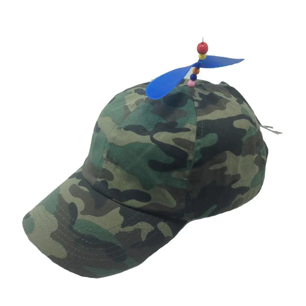 Gorra de béisbol de camuflaje para niños, 6 paneles, hélice de helicóptero, sombrero para el sol