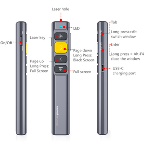 Clicker di presentazione per presentatore Wireless Powerpoint puntatore Clicker PowerPoint remoto presentatore ricaricabile USB RF da 2.4GHz - Product Image 3