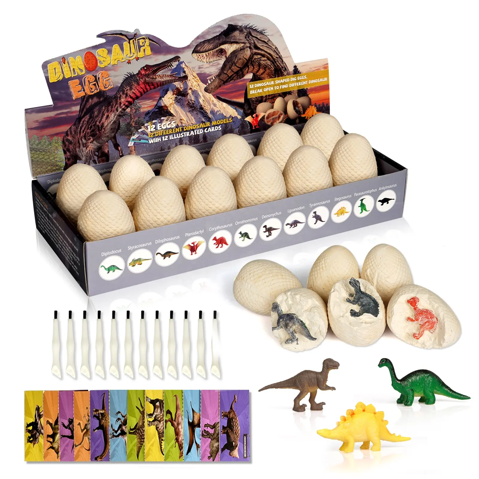 G8608 Kit d'excavation Dig It Out Dinosaur Egg Fossil Toys 12 Dino Eggs Dig Set Science Educational Kits STEM Toys For Kids