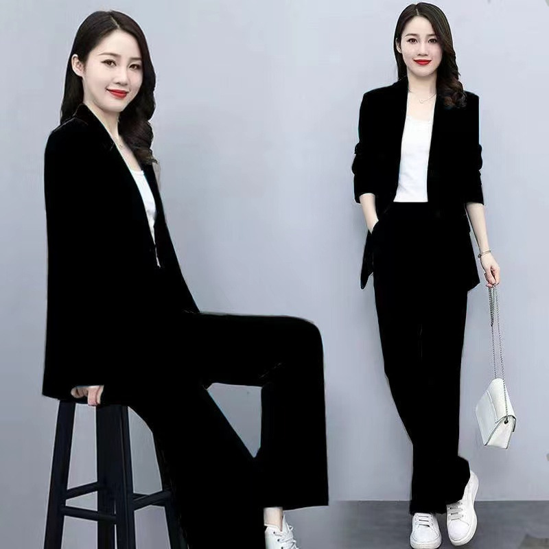 Black womens blazer suit set