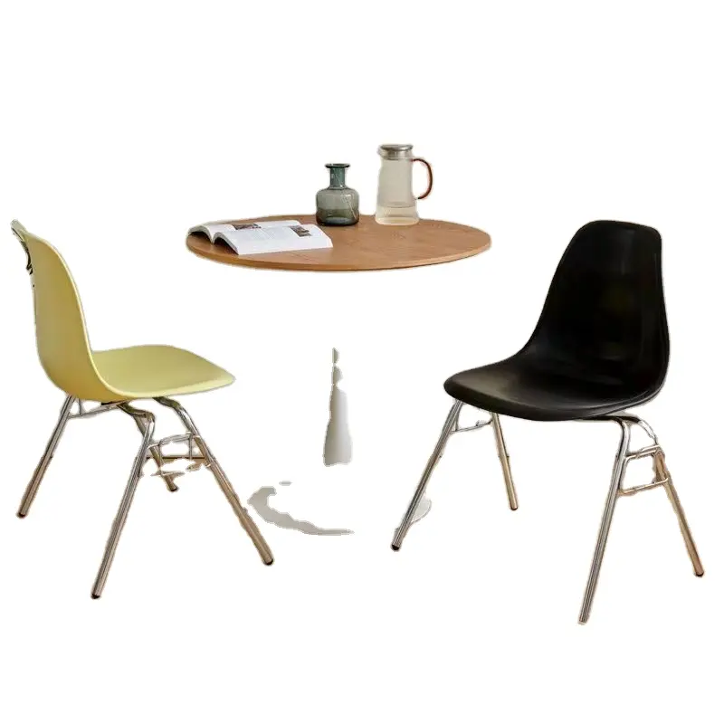 Moderno design alta qualidade PP assento metal perna café restaurante cadeiras empilháveis home cadeira sala de jantar móveis