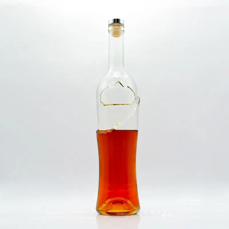 Premium Viool Vormige Lege Alcohol Brandy Whisky Glazen Flessen Custom Drank 750Ml Vodka Geest Glazen Flessen 500Ml Groothandel
