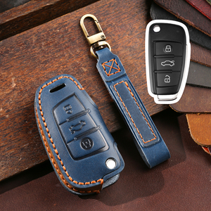 Yeni deri araba çevirme anahtarı durum kapak tutucu için Audi A1 A3 A6 A6L Q2 Q3 Q7 TTS R8 S6 RS3 anahtar koruyucu kabuk Fob araba aksesuarları - Product Image 4