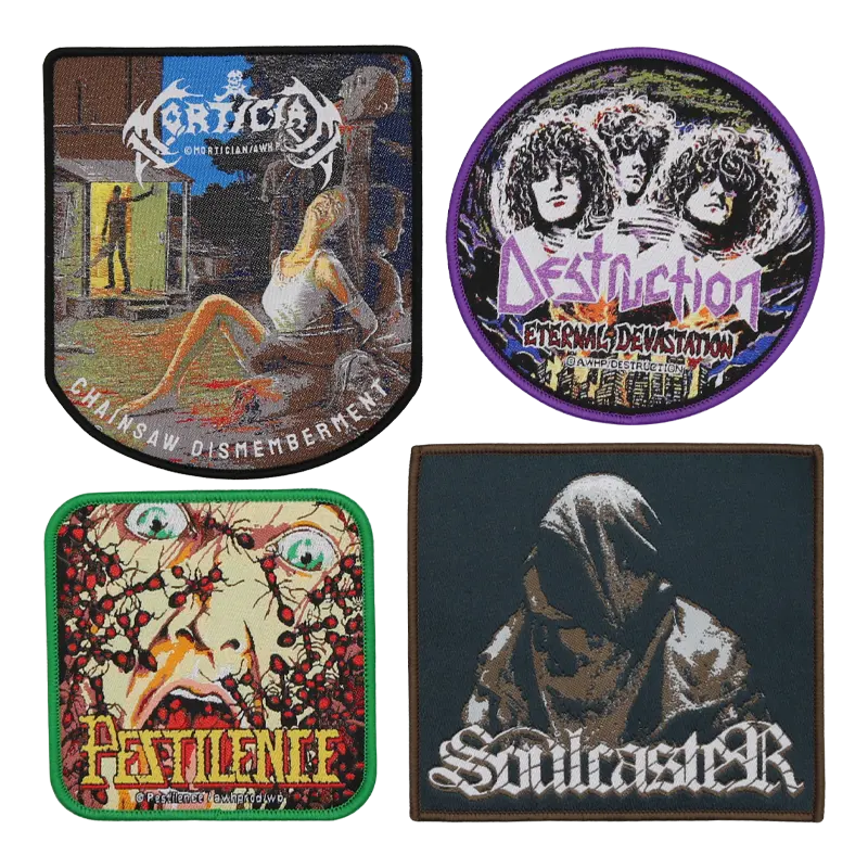 Alta densidade personalizado pesado personalizado Trad NWOBHM diverso poder logotipo Merrow adesivo fronteira patches tecidos