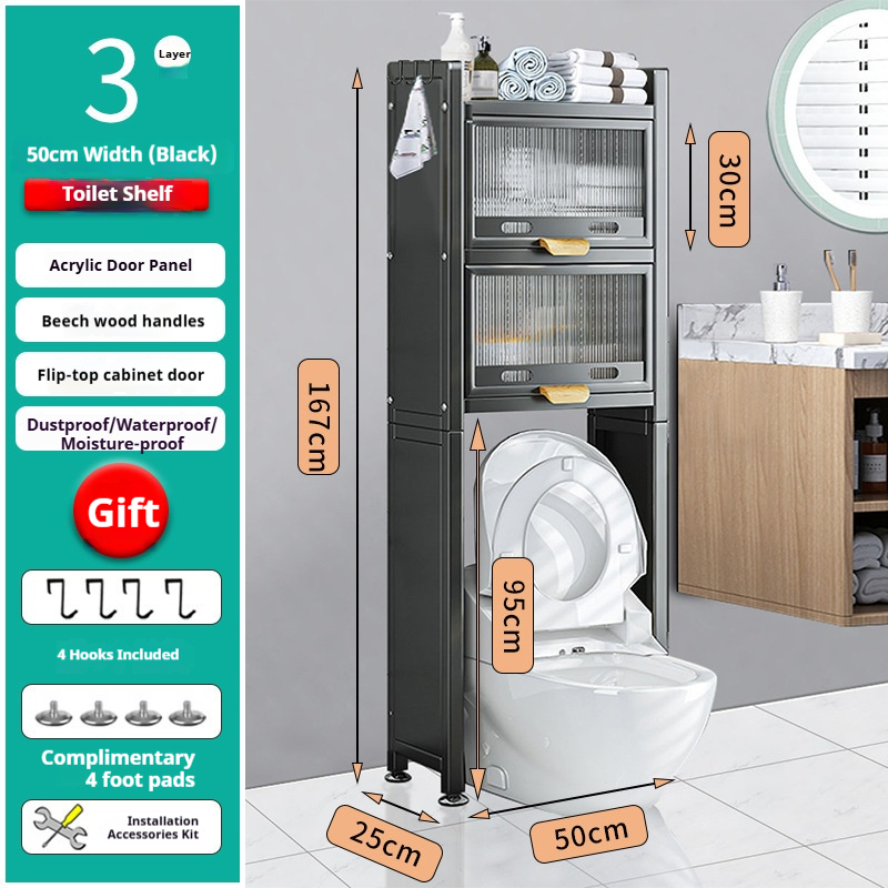 support de rangement pour toilettes noir à 3 couches