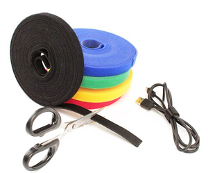 100% Nylon Back to Back <strong>Hook</strong> and <strong>Loop</strong> Cable Wrap Tie <strong>Multi</strong>-colored <strong>Hook</strong> <strong>Loop</strong> Fastener Tape for Wire Bundling - Product Image 2