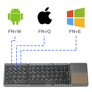 高性能3システム超薄型ミニBluetooth3.0折りたたみ式キーボード外部ラップトップ折りたたみ式キーボード (touchbad付き)