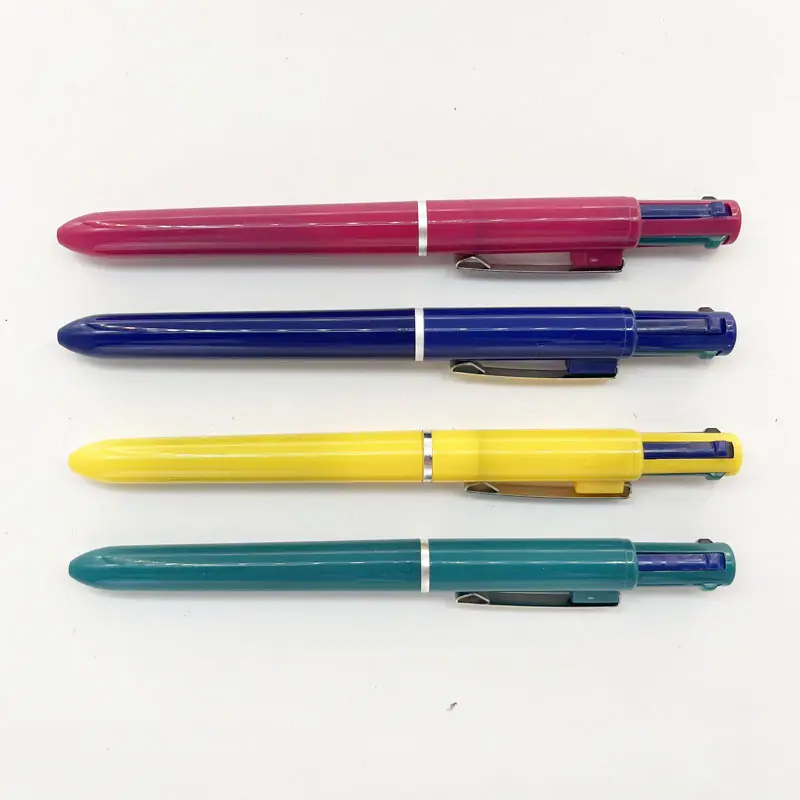 Vendita all'ingrosso Multi-colori 4 in 1 penne a sfera regalo in plastica per uso in ufficio e scolastico
