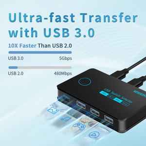 USB3.0 KVM切换器2x4 USB切换器选择器2端口共享4台键盘鼠标打印机设备4端口集线器usb-a * 3 & usb-c * 1 - Product Image 2