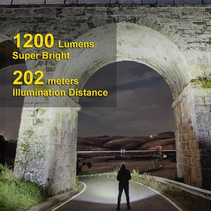 Xách tay có thể sạc lại LED chiến thuật đèn pin 1200 lumen độ sáng cao Hợp kim nhôm không thấm nước Extra-Long Pin IP68 - Product Image 2