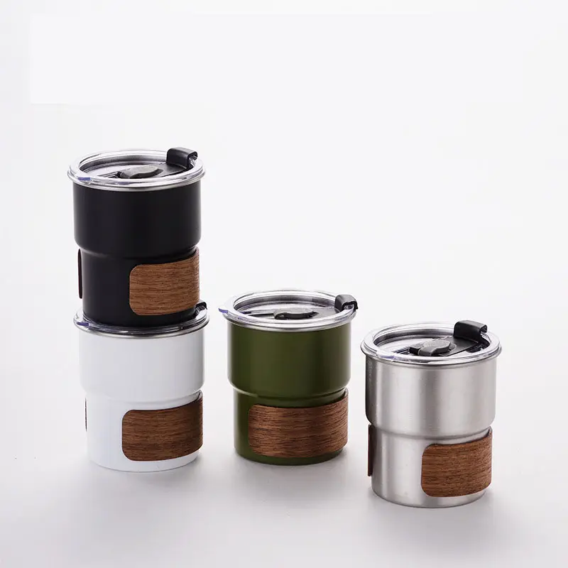 Outdoor travel custom 300ml portable ice coffee tumbler beer cup stainless steel insulated camping cup with lid/straw