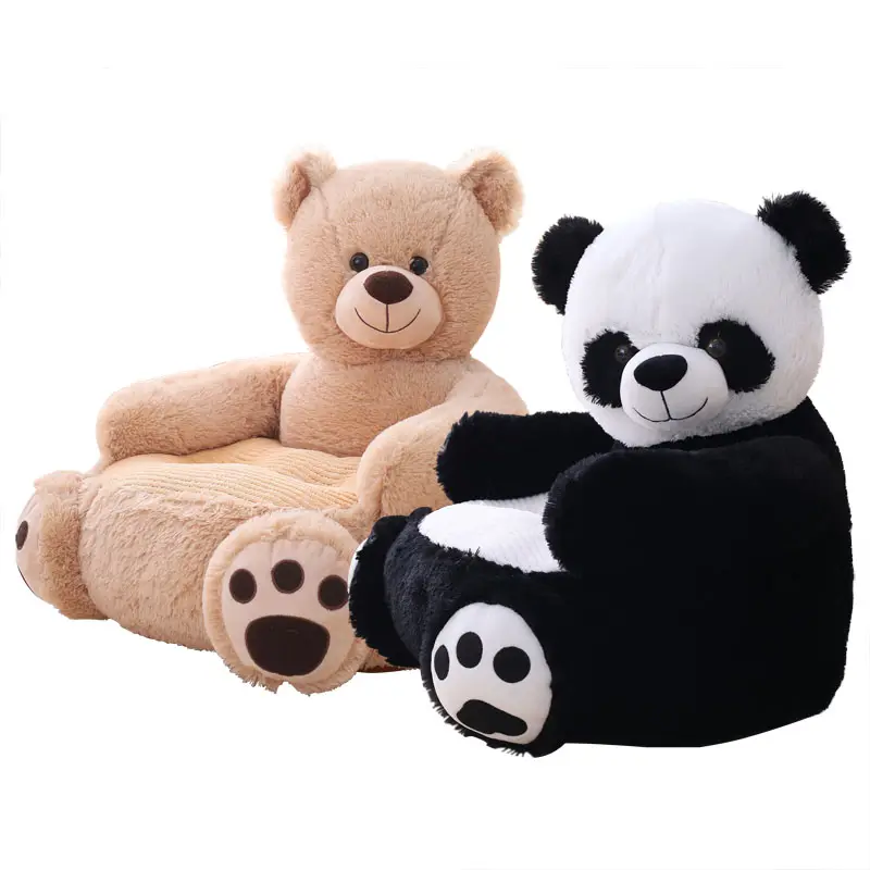 Kids Cute Animal Shape Soft Seats Baby Sofa Plush Skin Cushion Not Stuffed Baby Sofa Teady Bear Bed