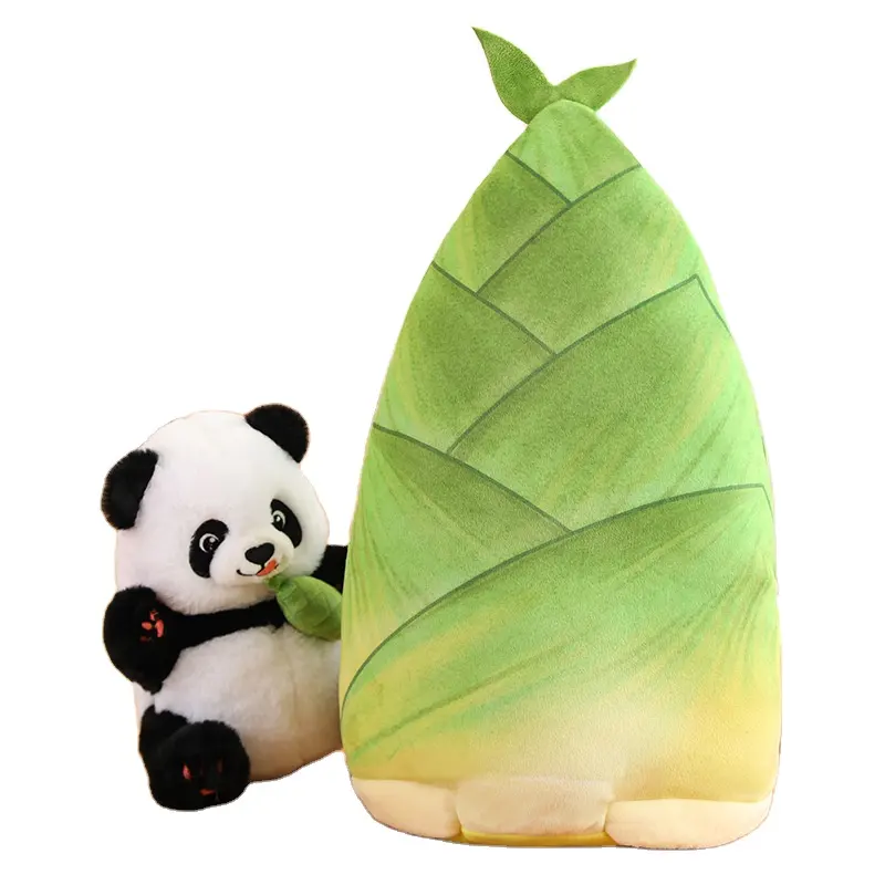 Kustom membuat boneka hewan berbentuk panda dan bambu ransel menembak lucu Panda bambu bantal lempar + selimut