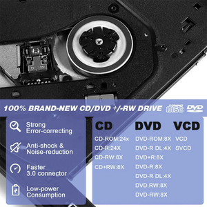 DVD RW光盘写入器驱动器刻录机阅读器播放器USB 3.0型便携式超薄外部光盘驱动器，适用于笔记本电脑 - Product Image 4