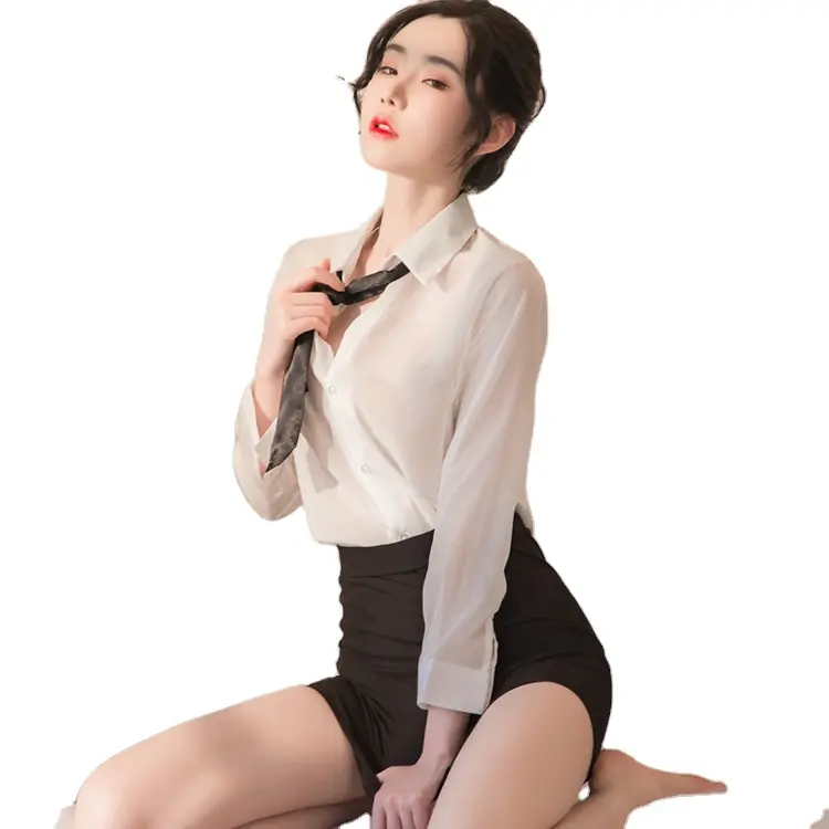 Uniforme de secretaria Sexy, camisa de tul, disfraz de Cosplay erótico, uniforme escolar, uniforme de juego sexual